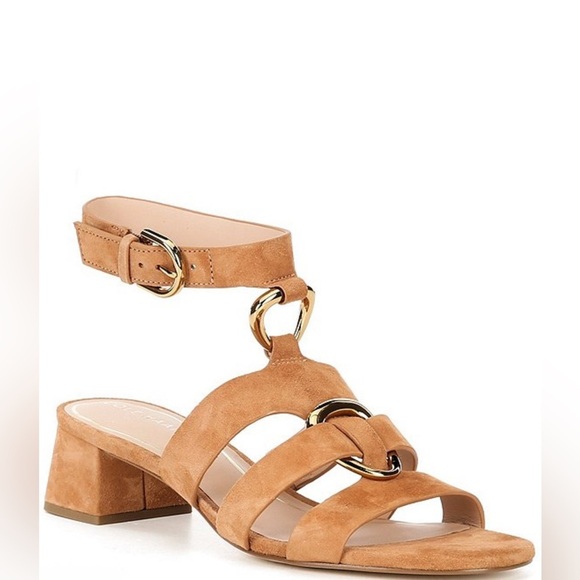 NWT Cole Haan Tan Suede Block Heel Sandals - Picture 3 of 4